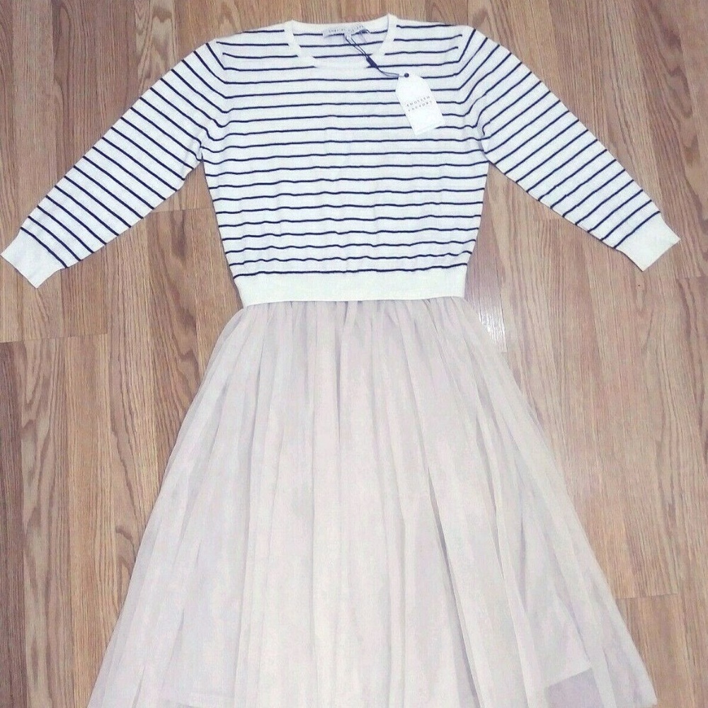 Size L Chic Sweater Dress w/ Tulle Midi Maxi Skirt